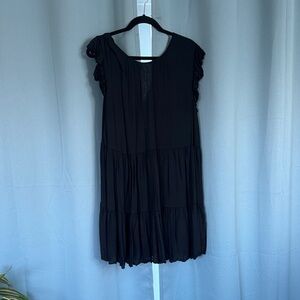 Wilfred Black Mini Dress with Ruffle Sleeves